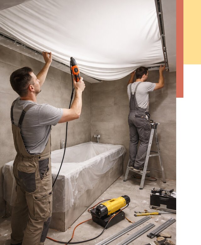 Монтаж натяжного потолка в ванной в Сестрорецке от 1230 руб. под ключ | ОТДЕЛОЧНИК-Сст