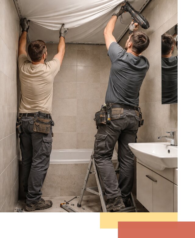 Монтаж натяжного потолка в ванной в Сестрорецке быстро и качественно