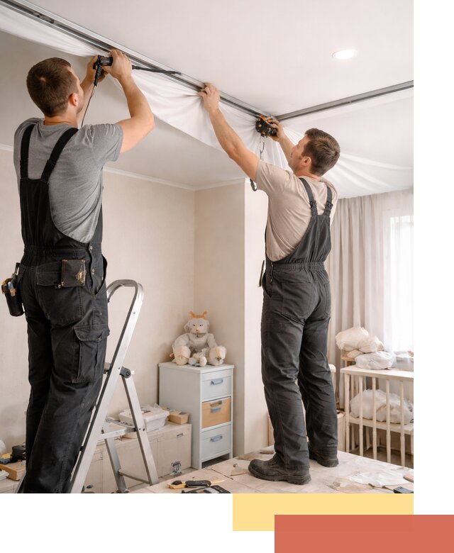 Монтаж натяжного потолка в детской комнате в Сестрорецке