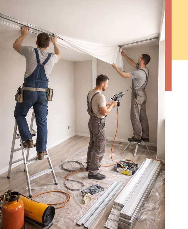 Монтаж натяжного потолка в студии в Сестрорецке от 5637 руб. — быстро и недорого | ОТДЕЛОЧНИК-Сст