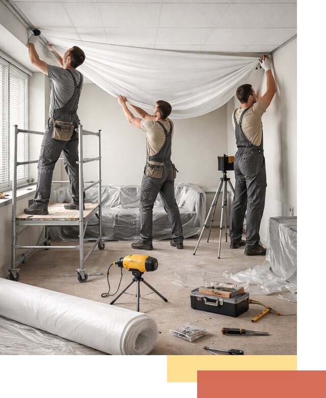 Монтаж натяжного потолка в офисе в Сестрорецке