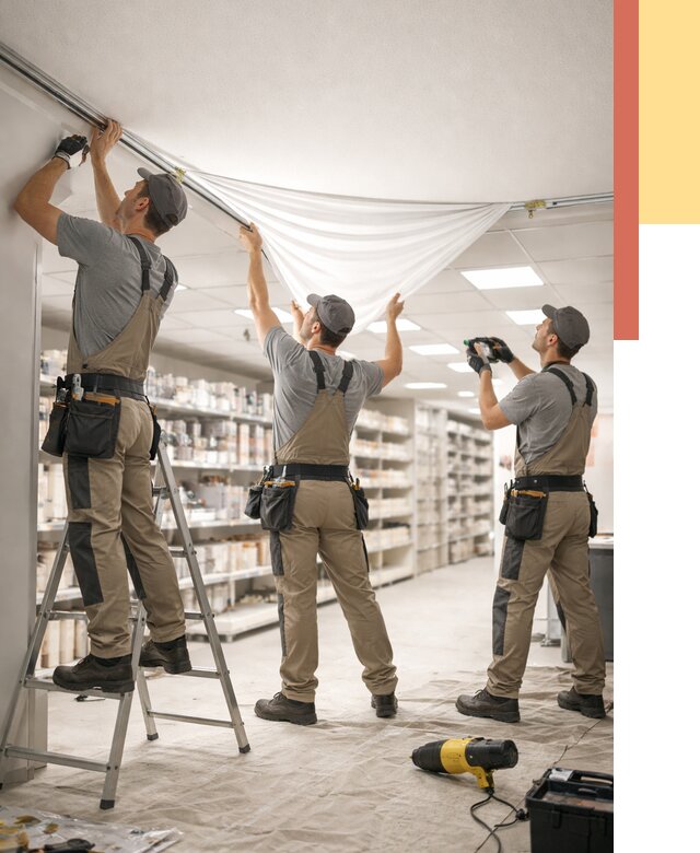 Монтаж натяжного потолка в магазине в Сестрорецке от 4612 руб. быстро и недорого | ОТДЕЛОЧНИК-Сст