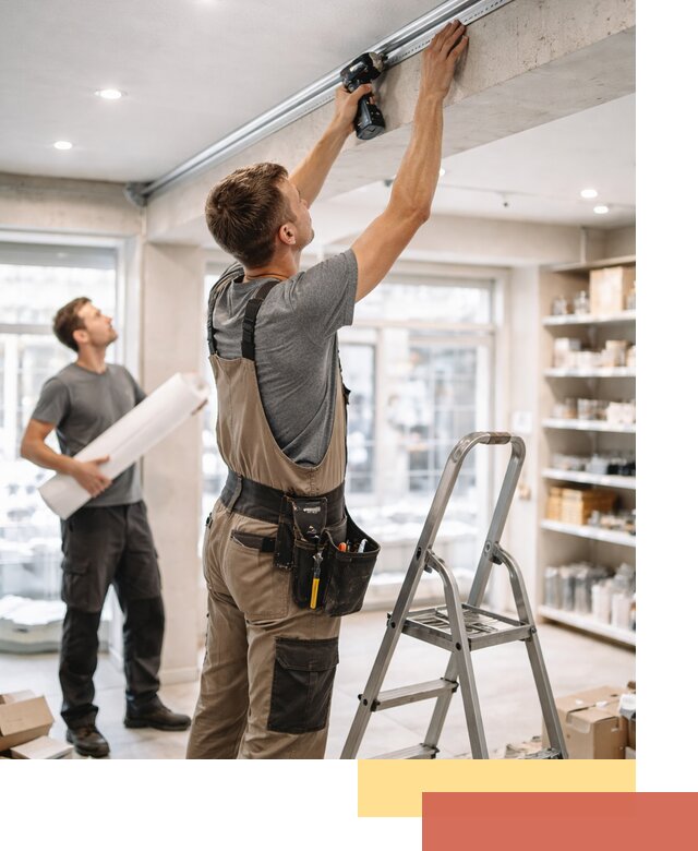 Монтаж натяжных потолков в магазине в Сестрорецке