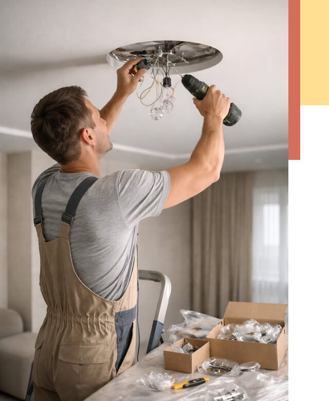 Установка люстры в натяжной потолок в Сестрорецке от 1230 руб. | Быстро и недорого — ОТДЕЛОЧНИК-Сст