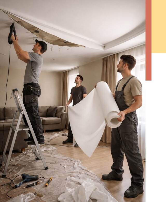 Замена полотна натяжного потолка в Сестрорецке от 9737 руб. быстро и недорого | ОТДЕЛОЧНИК-Сст