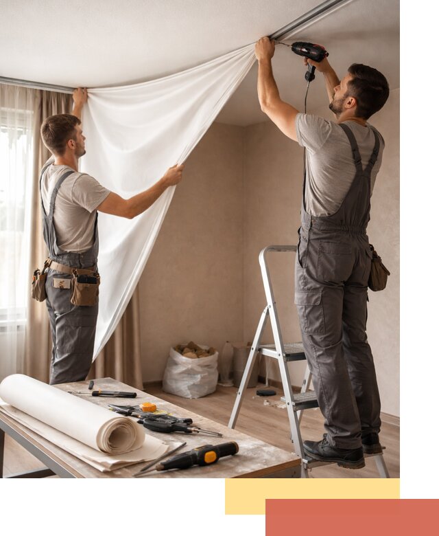 Замена полотна натяжного потолка в Сестрорецке быстро и качественно