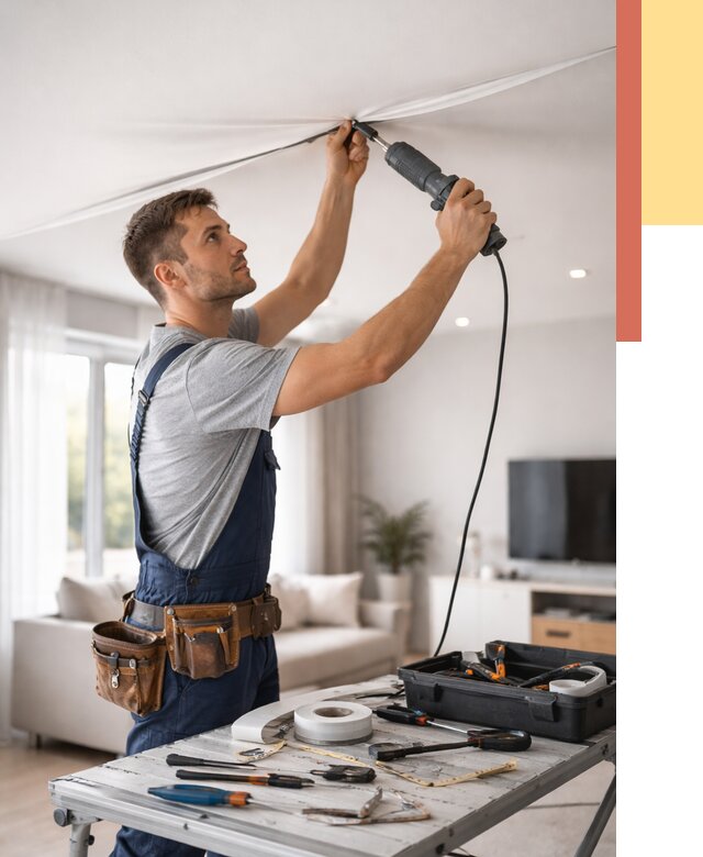 Ремонт натяжных потолков в Сестрорецке от 9737 руб. под ключ — ОТДЕЛОЧНИК-Сст