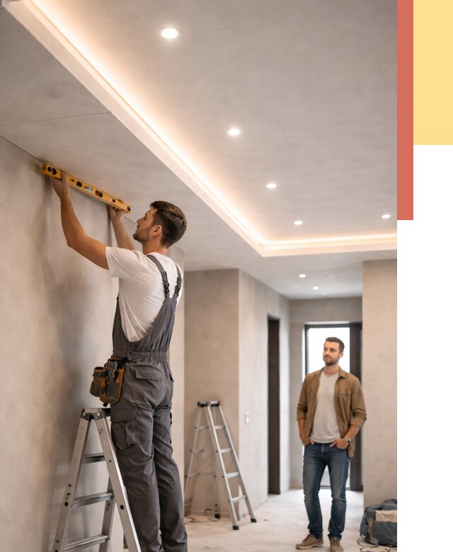 Потолок из гипсокартона с подсветкой в Сестрорецке от 769 руб./м2 под ключ | ОТДЕЛОЧНИК-Сст