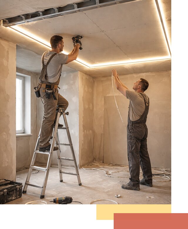 Потолок из гипсокартона с подсветкой в Сестрорецке