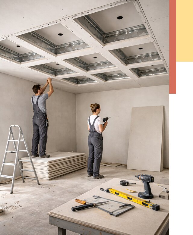 Кессонный потолок из гипсокартона в Сестрорецке от 1896 руб. — монтаж и под ключ | ОТДЕЛОЧНИК-Сст