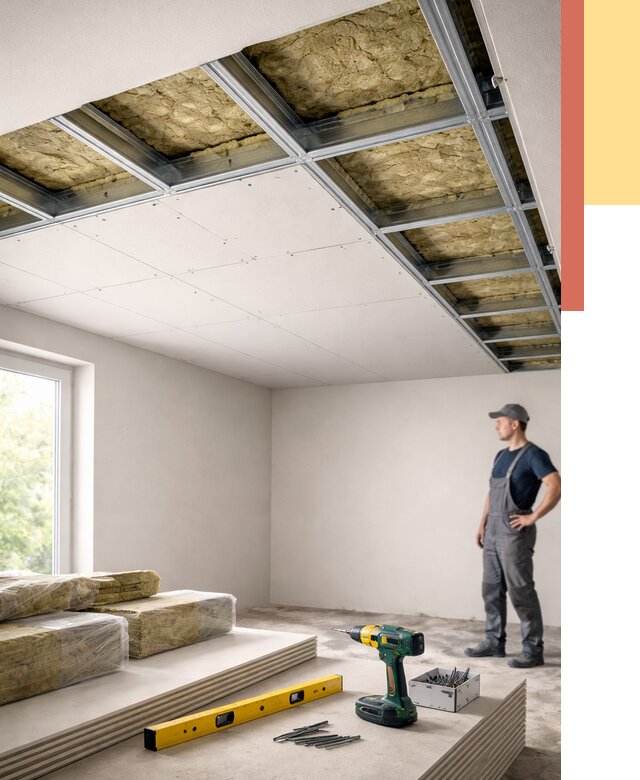 Звукоизоляция потолка ГКЛ в Сестрорецке от 974 руб. — монтаж под ключ | ОТДЕЛОЧНИК-Сст