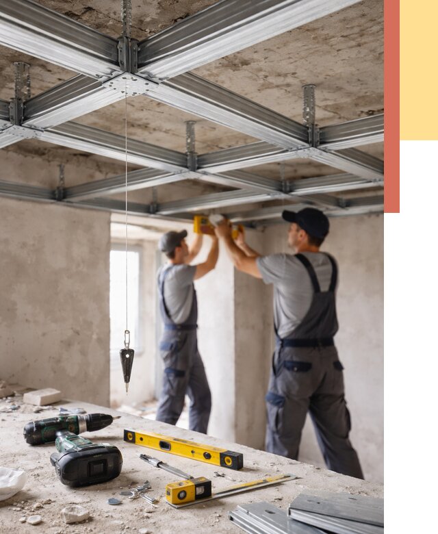 Монтаж каркаса потолка из профиля в Сестрорецке от 4612 руб. — услуги ОТДЕЛОЧНИК-Сст