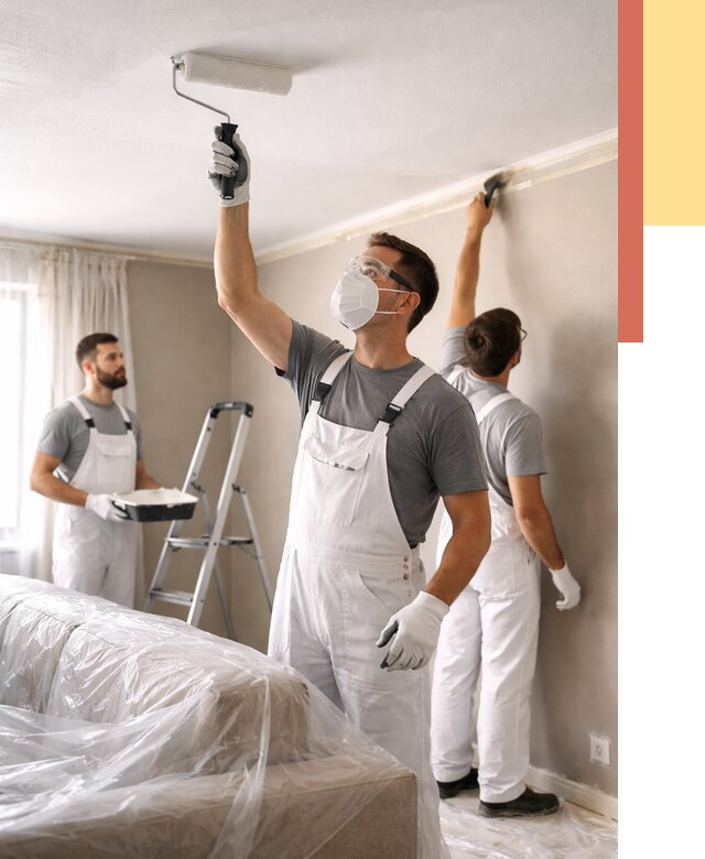 Покраска потолка водоэмельсионной краской в Сестрорецке от 2255 руб/м² — услуги под ключ | ОТДЕЛОЧНИК-Сст