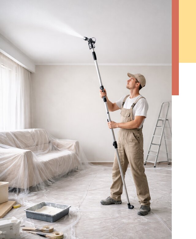 Покраска потолка краскопультом в Сестрорецке от 4612 руб. быстро и недорого | ОТДЕЛОЧНИК-Сст