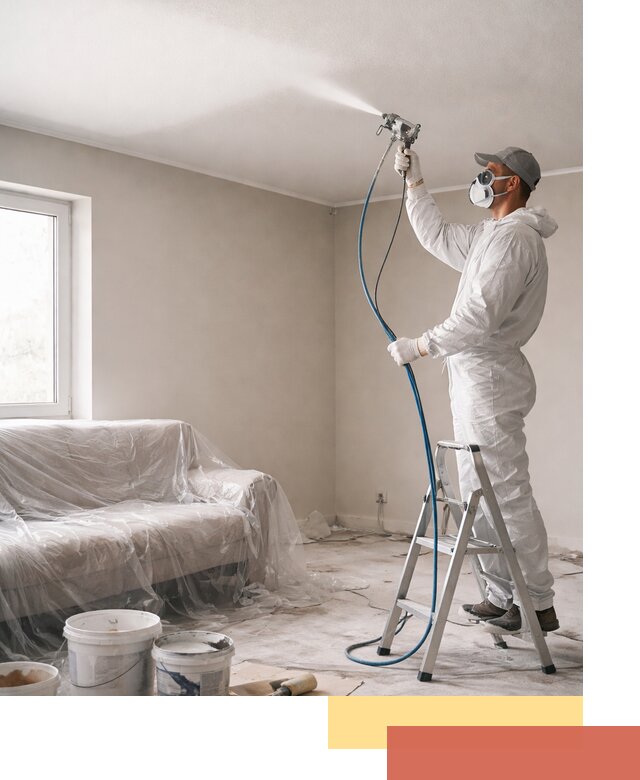 Покраска потолка краскопультом в Сестрорецке быстро и качественно