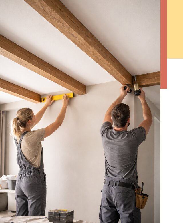 Монтаж декоративных балок на потолок в Сестрорецке от 4305 руб. — ОТДЕЛОЧНИК-Сст