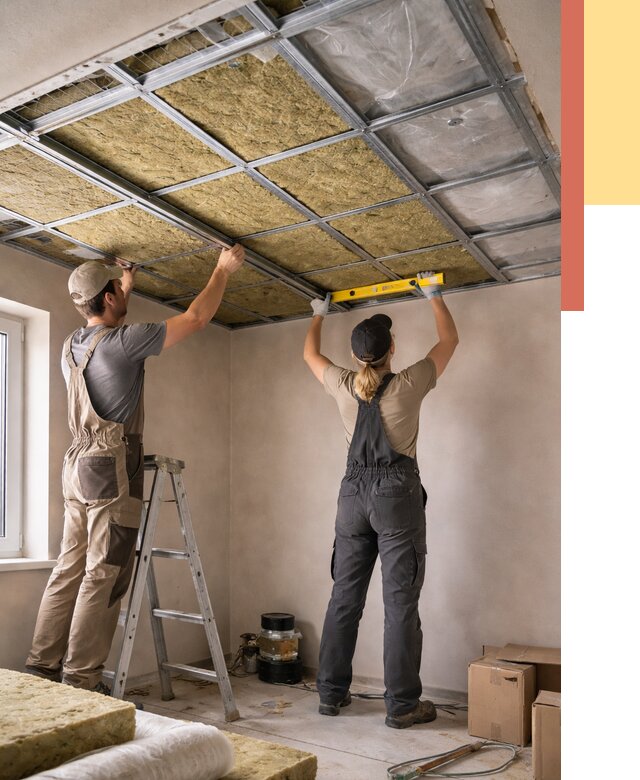 Шумоизоляция потолка в Сестрорецке от 1281 руб. под ключ — услуги ОТДЕЛОЧНИК-Сст